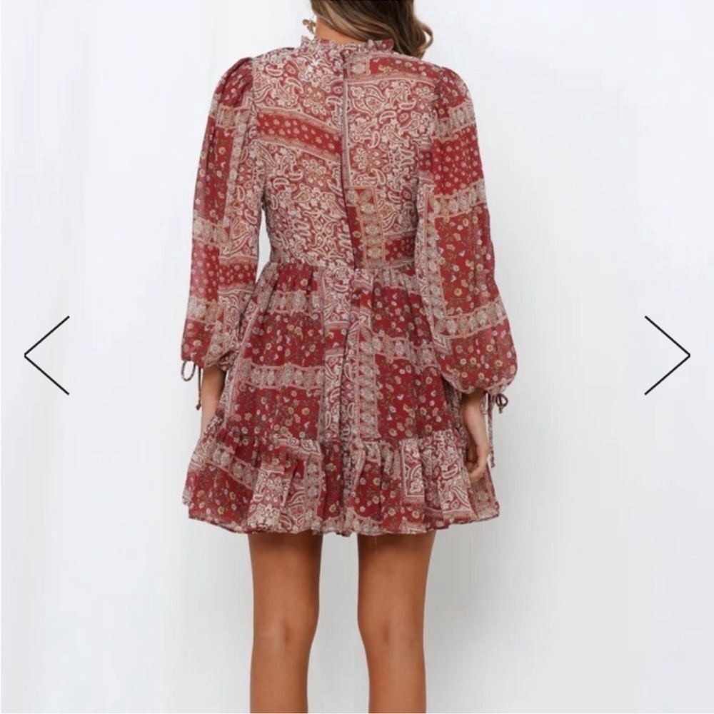 NWT Hello Molly ruffle neck pattern fit and flare mini dress size 4 - Picture 4 of 13